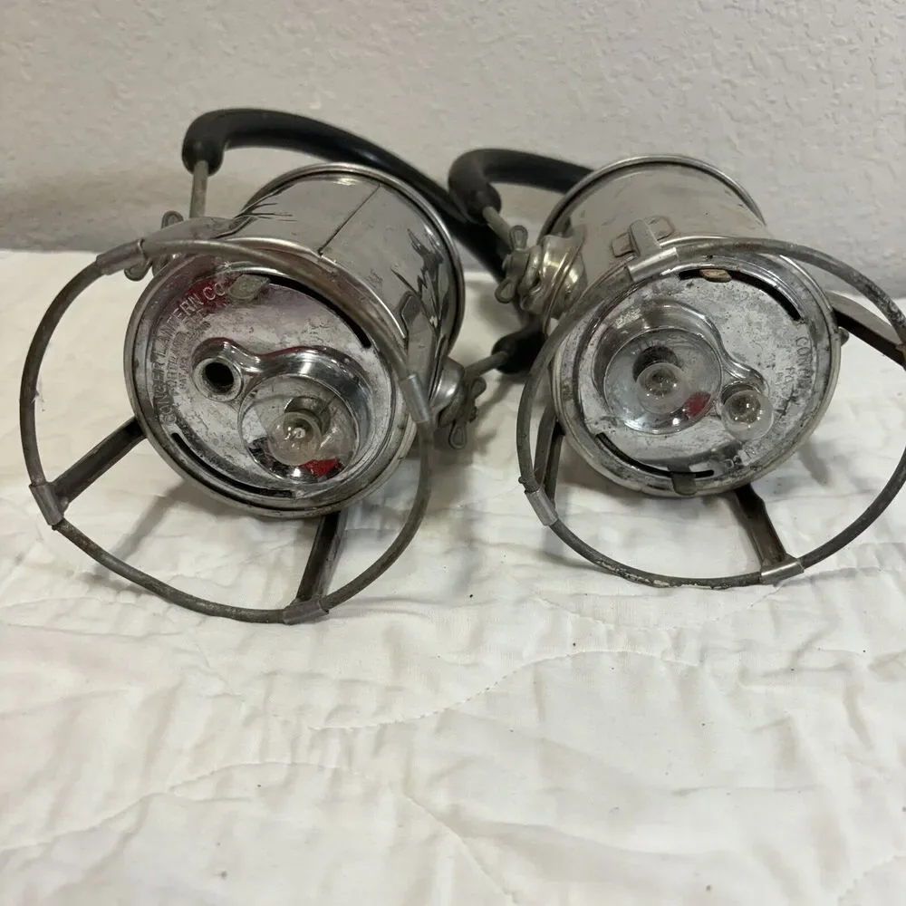 PAIR Vintage Railroad Lantern Conger Train Signal Lamp Work Lights Untested